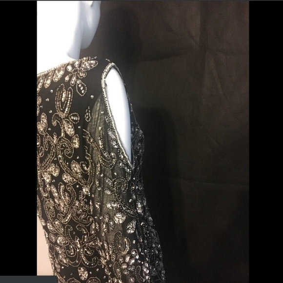 NEW‎ Pisarro Nights Embellished Mesh Cold-Shoulder Sheath Dress [SZ 2 ] - Picture 5 of 8